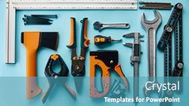  Presentation with blue professional - PPT layouts consisting of professional-workshop-instrument-blue-background background and a teal colored foreground