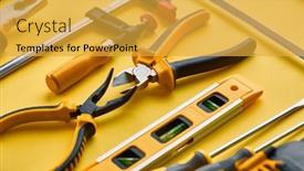  Presentation with workshop tools - Presentation design having professional-workshop-instrument-builder-tools background and a  colored foreground