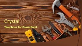  Presentation with workshop tools - Presentation featuring professional-workshop-tools-macro-view background and a tawny brown colored foreground