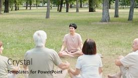  Presentation with coach - Audience pleasing slides consisting of professional-yoga-coach-sitting backdrop and a mint green colored foreground