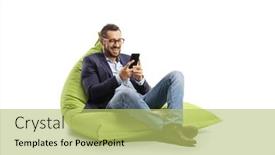  Presentation with professional - Presentation design having professional-young-man-seated background and a yellow colored foreground