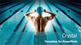  Presentation with swimming pool - Beautiful presentation featuring professional-young-muscular-swimmer-jumping backdrop and a teal colored foreground