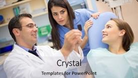  Presentation with dental assistant - PPT layouts featuring professionalism medicine - dentist show film to his background and a light gray colored foreground