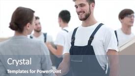  Presentation with cargo transportation - Cool new PPT layouts with professionals engaged in cargo transportation backdrop and a ocean colored foreground