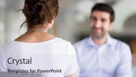  Presentation with professional interview - Colorful slide deck enhanced with professionnel - interview of two business professionals backdrop and a lemonade colored foreground