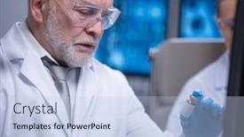  Presentation with genetic - PPT theme with professor-and-his-young background and a light blue colored foreground