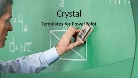  Presentation with healthy workplace full length side view - Beautiful presentation theme featuring professor cleaning greenboard with duster backdrop and a seafoam green colored foreground