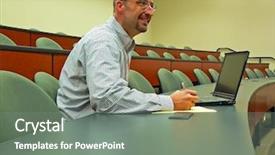  Presentation with professor - PPT theme enhanced with professor computer - adult student background and a  colored foreground