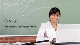  Presentation with young children at school - Audience pleasing PPT theme consisting of professor computer - young school teacher working backdrop and a light gray colored foreground