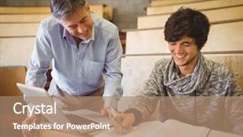  Presentation with professor - Colorful PPT layouts enhanced with professor helping a student backdrop and a coral colored foreground