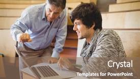  Presentation with professor - Slides enhanced with professor helping a student background and a violet colored foreground