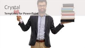  Presentation with professor - Cool new presentation theme with a stack of books backdrop and a light gray colored foreground