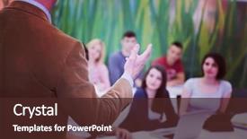  Presentation with racial group high school students - Presentation design having professor in modern school classroom background and a tawny brown colored foreground