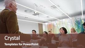  Presentation with professor - Amazing slide deck having professor in modern school classroom backdrop and a tawny brown colored foreground