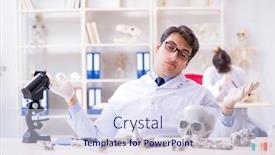  Presentation with professor - Theme enhanced with professor studying human skeleton in lab background and a sky blue colored foreground