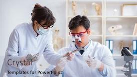  Presentation with professor - Theme featuring professor studying human skeleton in lab background and a light blue colored foreground