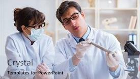  Presentation with professor - Cool new slides with professor-studying-human-skeleton backdrop and a light blue colored foreground