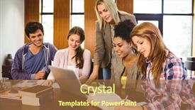  Presentation with university library - PPT layouts featuring professor teaching group of students background and a coral colored foreground