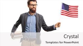  Presentation with grave marker american flag - Cool new presentation design with professor with an american flag backdrop and a white colored foreground
