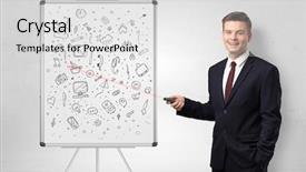  Presentation with pointer - Presentation theme featuring professor with laser pointer teaching background and a  colored foreground