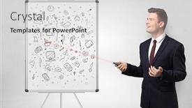  Presentation with pointer - Beautiful PPT theme featuring professor-with-laser-pointer-teaching backdrop and a light gray colored foreground