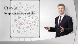  Presentation with pointer - Colorful PPT theme enhanced with professor-with-laser-pointer-teaching backdrop and a light gray colored foreground