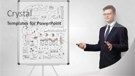  Presentation with pointer - Slide deck consisting of laser pointer teaching business background and a light gray colored foreground