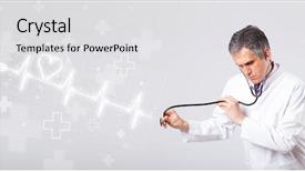  Presentation with heartbeat - Slide deck consisting of proffesional doctor examinates heartbeat background and a light gray colored foreground