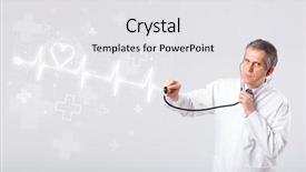  Presentation with heartbeat - Colorful PPT theme enhanced with proffesional-doctor-examinates-heartbeat backdrop and a white colored foreground