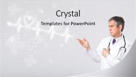  Presentation with heartbeat - Amazing presentation design having proffesional doctor examinates heartbeat with abstract heart backdrop and a white colored foreground