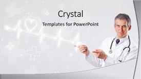  Presentation with heartbeat - Presentation theme with proffesional doctor examinates heartbeat background and a white colored foreground