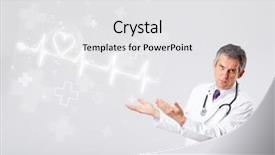  Presentation with heartbeat - Amazing PPT theme having proffesional doctor examinates heartbeat with abstract heart backdrop and a white colored foreground