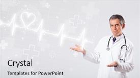  Presentation with heartbeat - Theme enhanced with proffesional doctor examinates heartbeat background and a white colored foreground