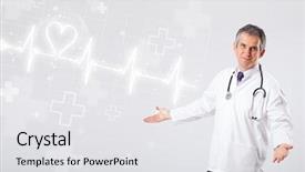 Presentation with heartbeat - Amazing slide deck having proffesional doctor examinates heartbeat backdrop and a white colored foreground