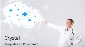  Presentation with abstract medical - Cool new slide set with proffesional doctor listening to abstract backdrop and a  colored foreground