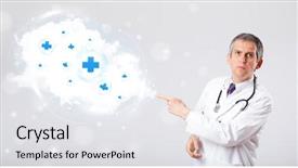  Presentation with abstract medical - Colorful presentation enhanced with proffesional doctor listening to abstract backdrop and a  colored foreground