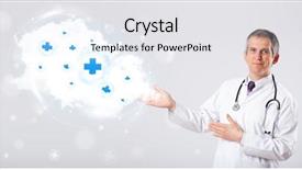  Presentation with abstract medical - Beautiful PPT theme featuring proffesional doctor listening to abstract backdrop and a white colored foreground