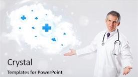  Presentation with abstract medical - Audience pleasing presentation design consisting of proffesional doctor listening to abstract backdrop and a  colored foreground