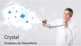  Presentation with abstract medical - Presentation theme with proffesional doctor listening to abstract background and a  colored foreground