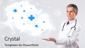  Presentation with abstract medical - Presentation design consisting of proffesional doctor listening to abstract background and a  colored foreground