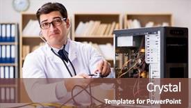  Presentation with hard work and growth - Theme enhanced with proffesional repairman repairing broken hard background and a  colored foreground