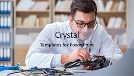  Presentation with hard disk drive - Beautiful slides featuring proffesional repairman repairing broken hard backdrop and a  colored foreground