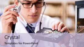  Presentation with adultery concept of broken marriage - Slide deck having proffesional repairman repairing broken hard background and a light blue colored foreground