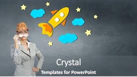  Presentation with collaboration paper - Slide deck with proffessers - businesswoman trying paper mustache background and a  colored foreground