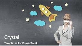  Presentation with paper - PPT layouts enhanced with proffessers - businesswoman trying paper mustache background and a  colored foreground