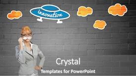  Presentation with paper phobia - Slide deck featuring proffessers - businesswoman trying paper mustache background and a  colored foreground