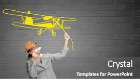  Presentation with paper - Cool new presentation design with proffessers - businesswoman trying paper mustache backdrop and a  colored foreground