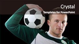  Presentation with proffessional - Slide deck with proffessional footballer holding a ball background and a  colored foreground