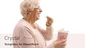  Presentation with cinema - Cool new PPT theme with profile-close-up-shot backdrop and a soft green colored foreground