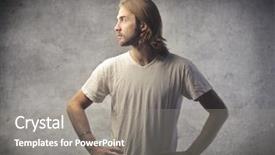  Presentation with big boy - PPT layouts consisting of profile face - handsome boy background white background and a  colored foreground